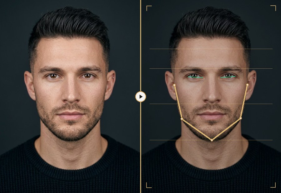 Marcus jawline gonial angle and positive canthal tilt measurement card
